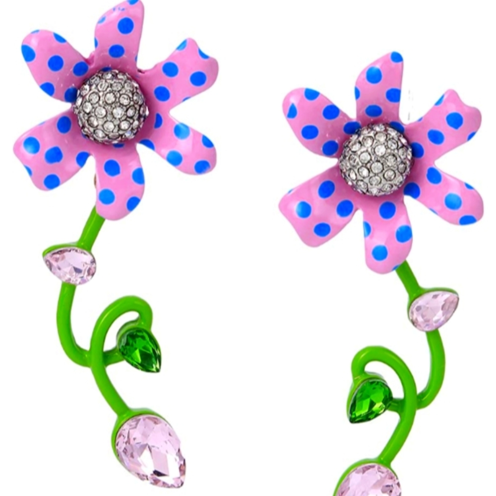 Betsey Johnson Pink Purple Blue Spring Flower Earrings